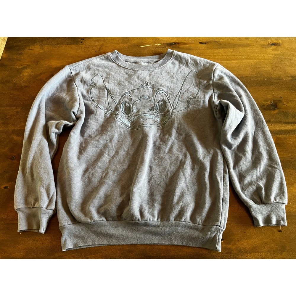 Disney Stitch Sweatshirt Kids Small 4-6 Lavender Purple Embroidered Crewneck